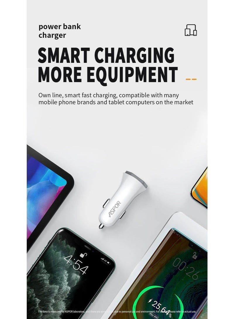 أسبور شاحن سيارة ASPOR A907 بقوة 38 واط – شحن سريع ومزدوج المنافذ 🔋 - Image 1